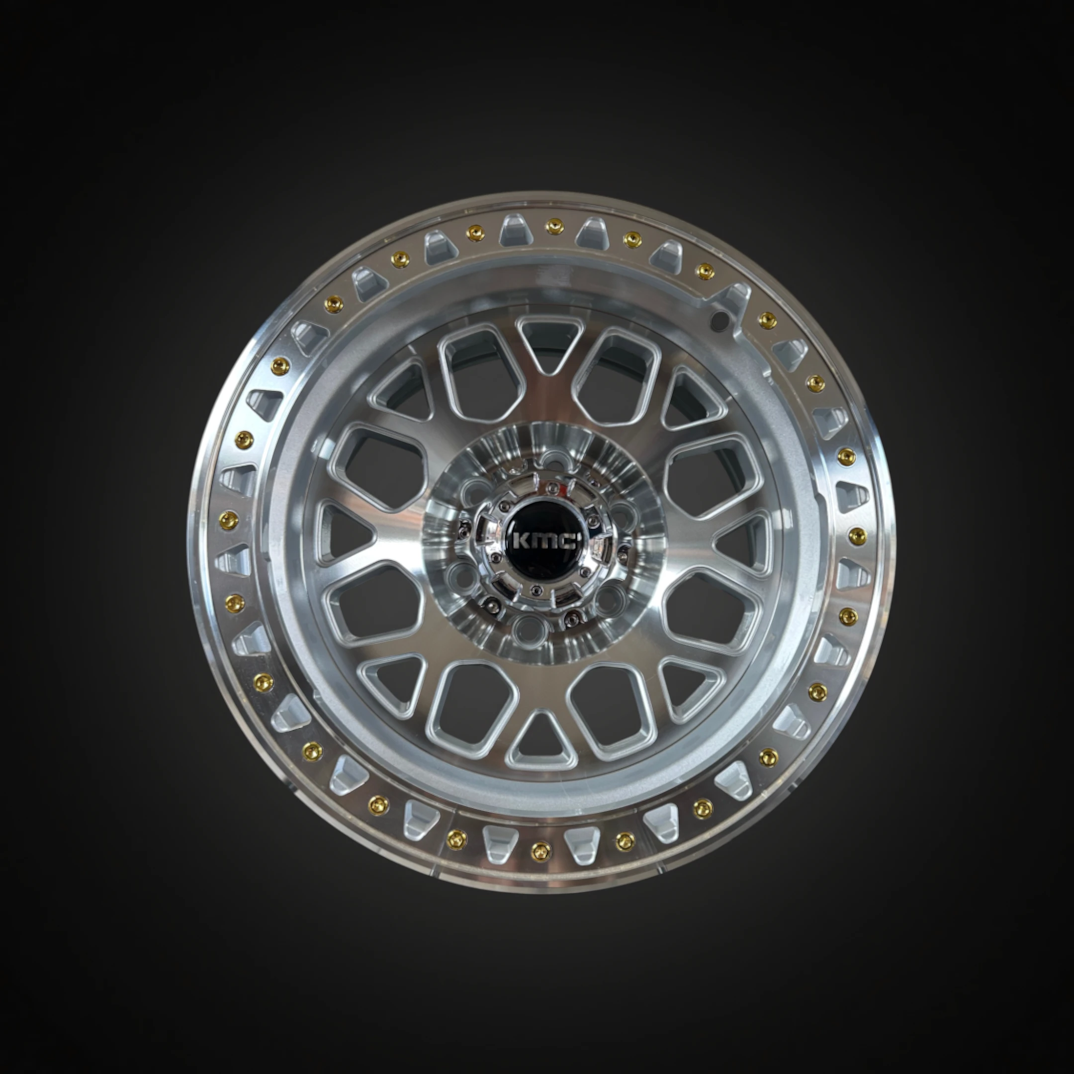 RIN R1 171573 17X9 6X139.7 SILVER MACHINE GOLD RIVETS ET0 CB106.1